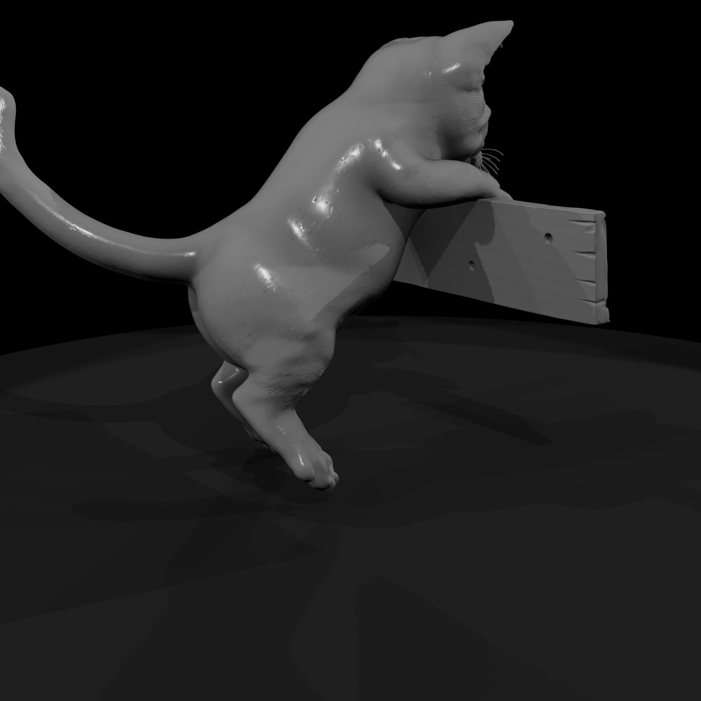 Polydactyl Housecat Miniature Set — Sitting & Reaching Poses