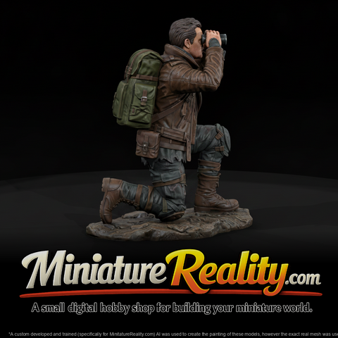 Wasteland Road Scout with Binoculars miniature, three-quarter view