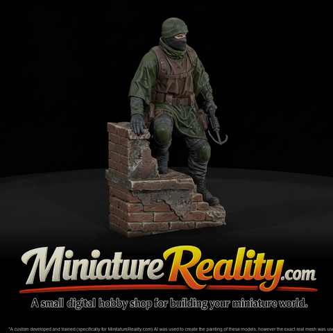 City Rooftop Vigilante miniature, three-quarter view