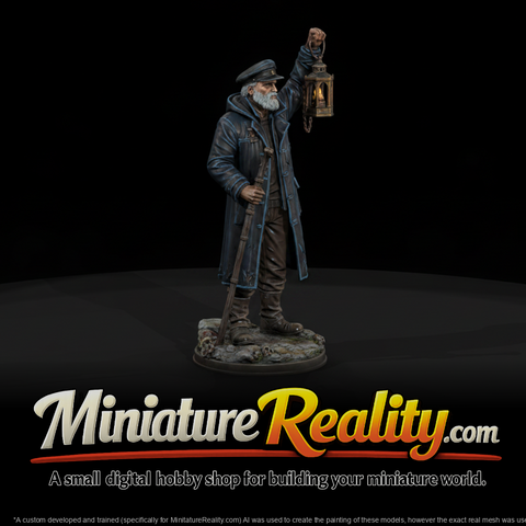 Haunted Lighthouse Keeper miniature, three-quarter view