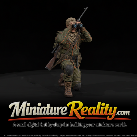 Wasteland Road Scout Kneeling with Binoculars miniature, three-quarter view
