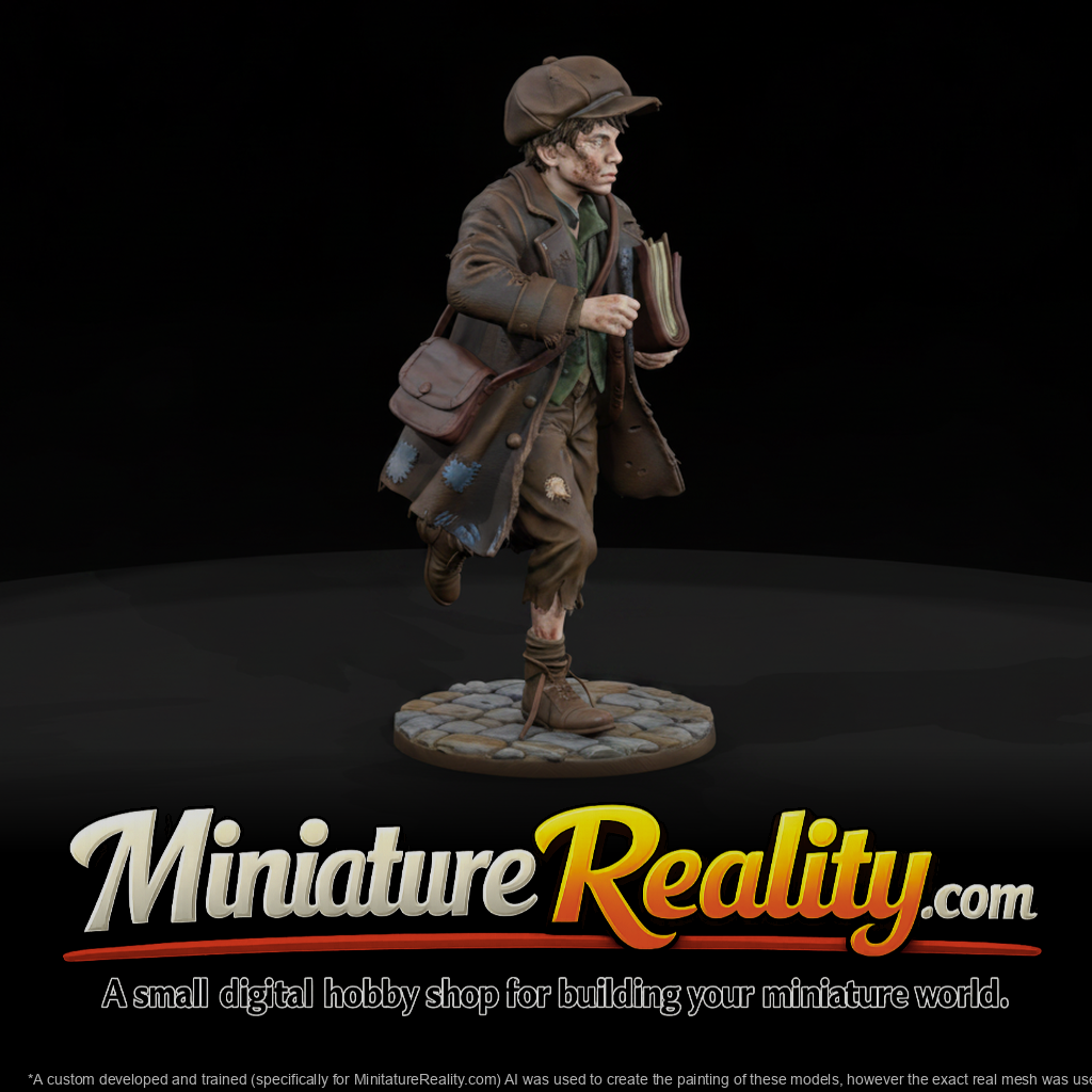 Victorian Street Urchin Alternate Pose miniature, three-quarter view