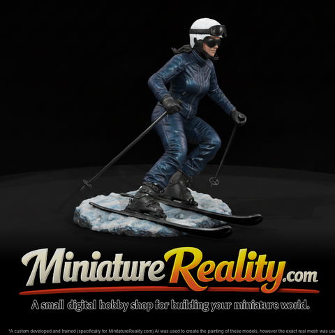 Alpine Ski Slalom Racer miniature, three-quarter view