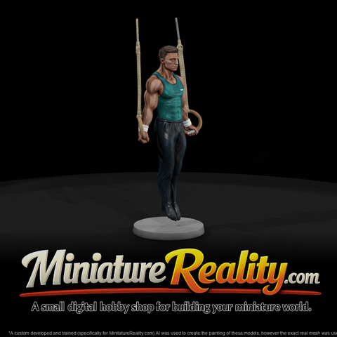 Gymnast Holding an Iron Cross on Rings miniature, three-quarter view