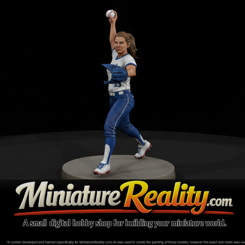 Softball Windmill Pitcher miniature, three-quarter view