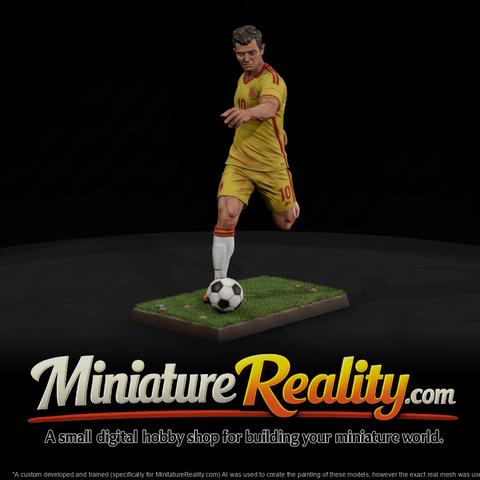 Soccer Player Striking the Ball miniature, three-quarter view