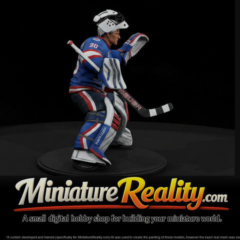Ice Hockey Goalie in Ready Stance miniature, three-quarter view