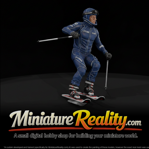 Downhill Slalom Ski Racer miniature, three-quarter view