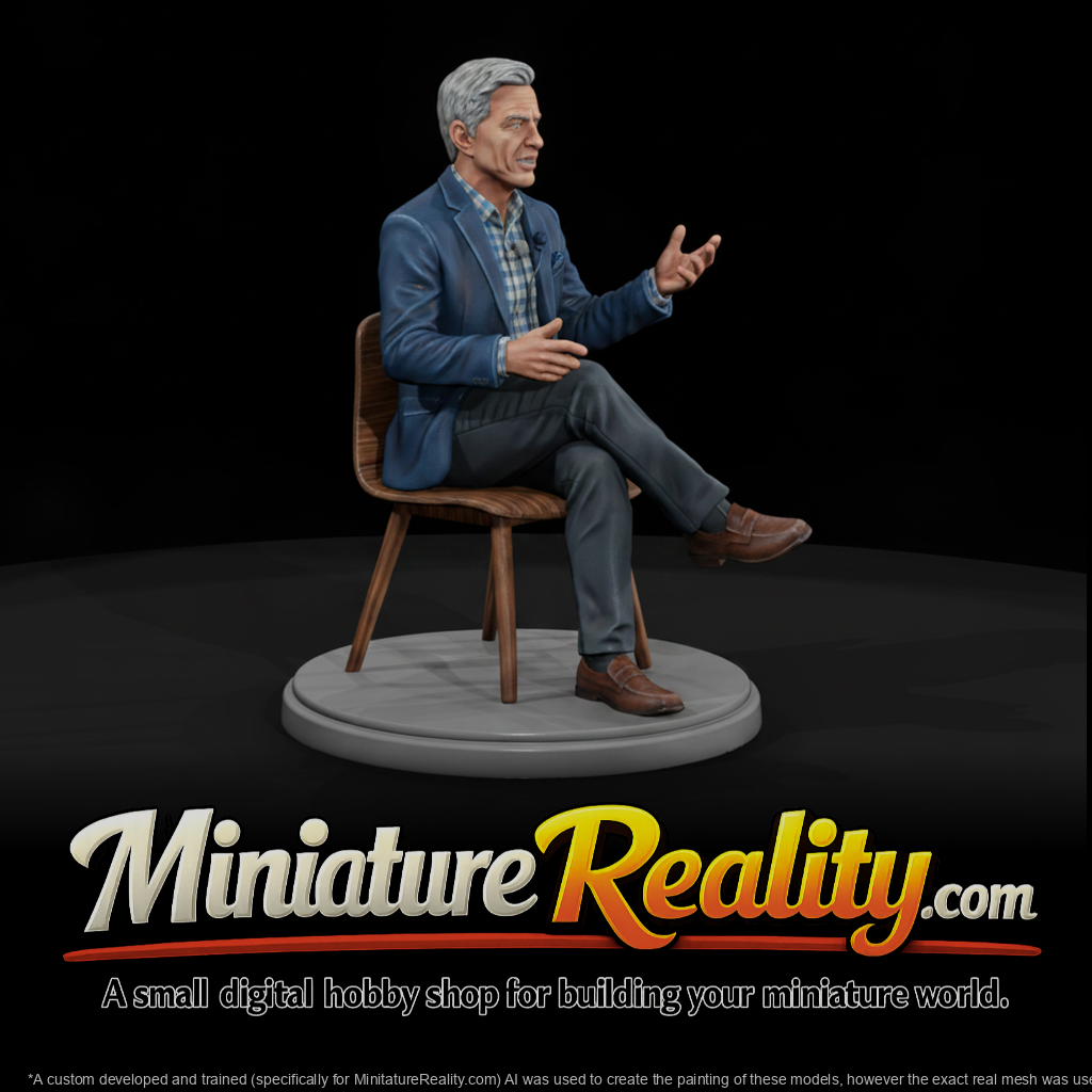 Seated Interview Guest Gesturing miniature, three-quarter view