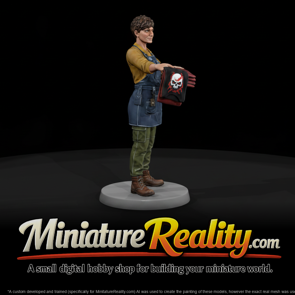 Merch Booth Vendor miniature, three-quarter view