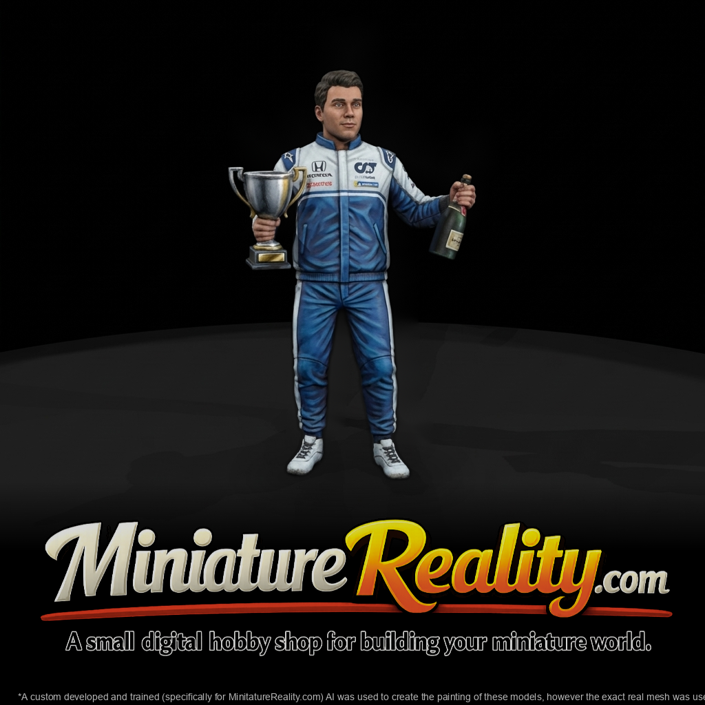 Racing Driver Podium Figure with Trophy & Bottle