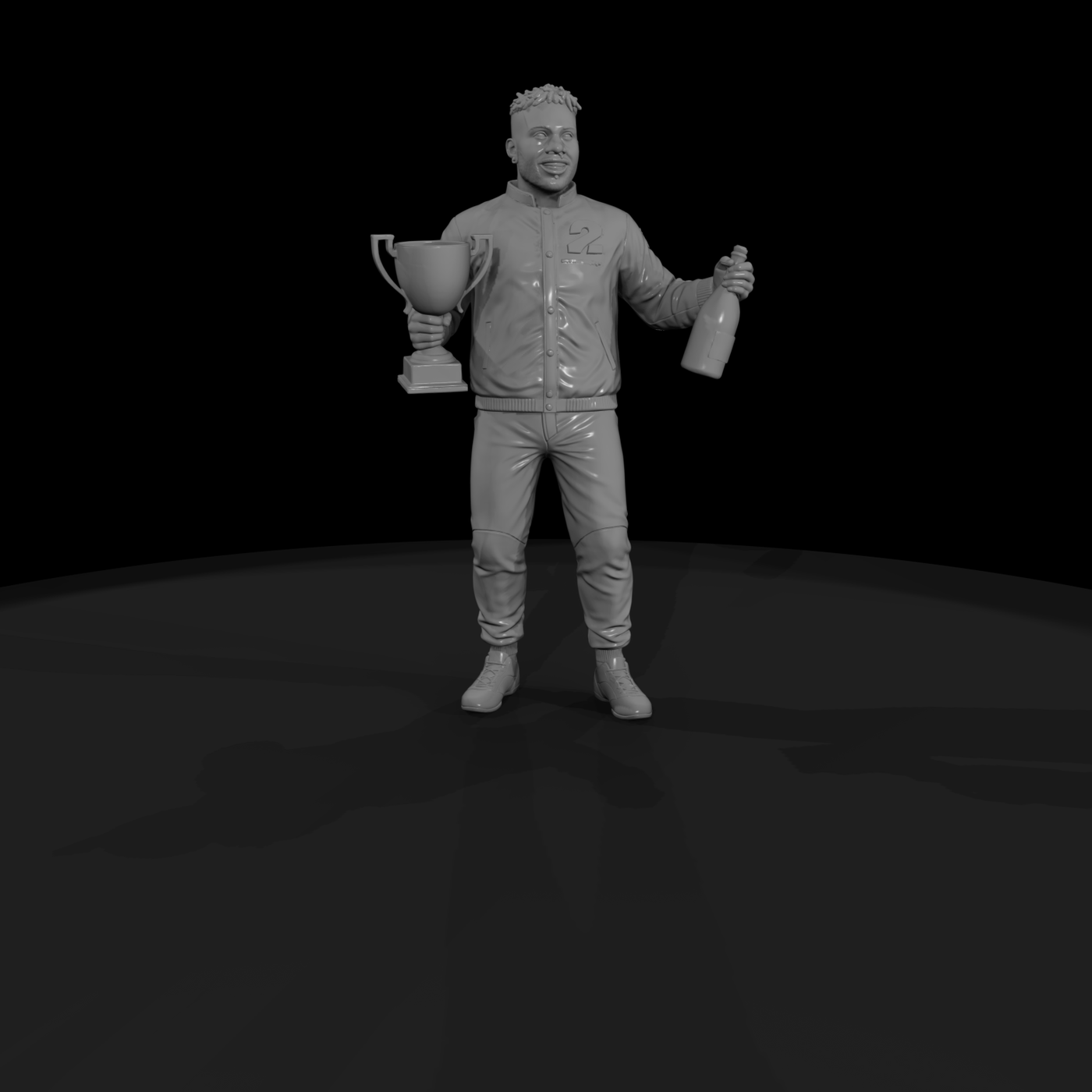 Racing Driver Podium Figure with Trophy & Bottle
