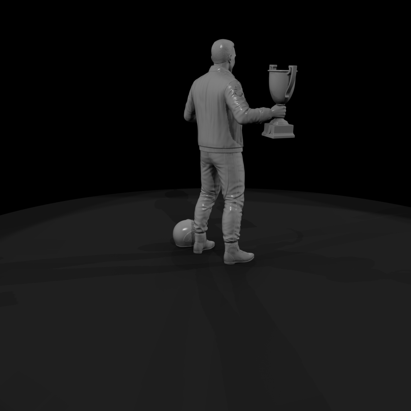 Race Winner Podium Figure — Modern Driver with Trophy