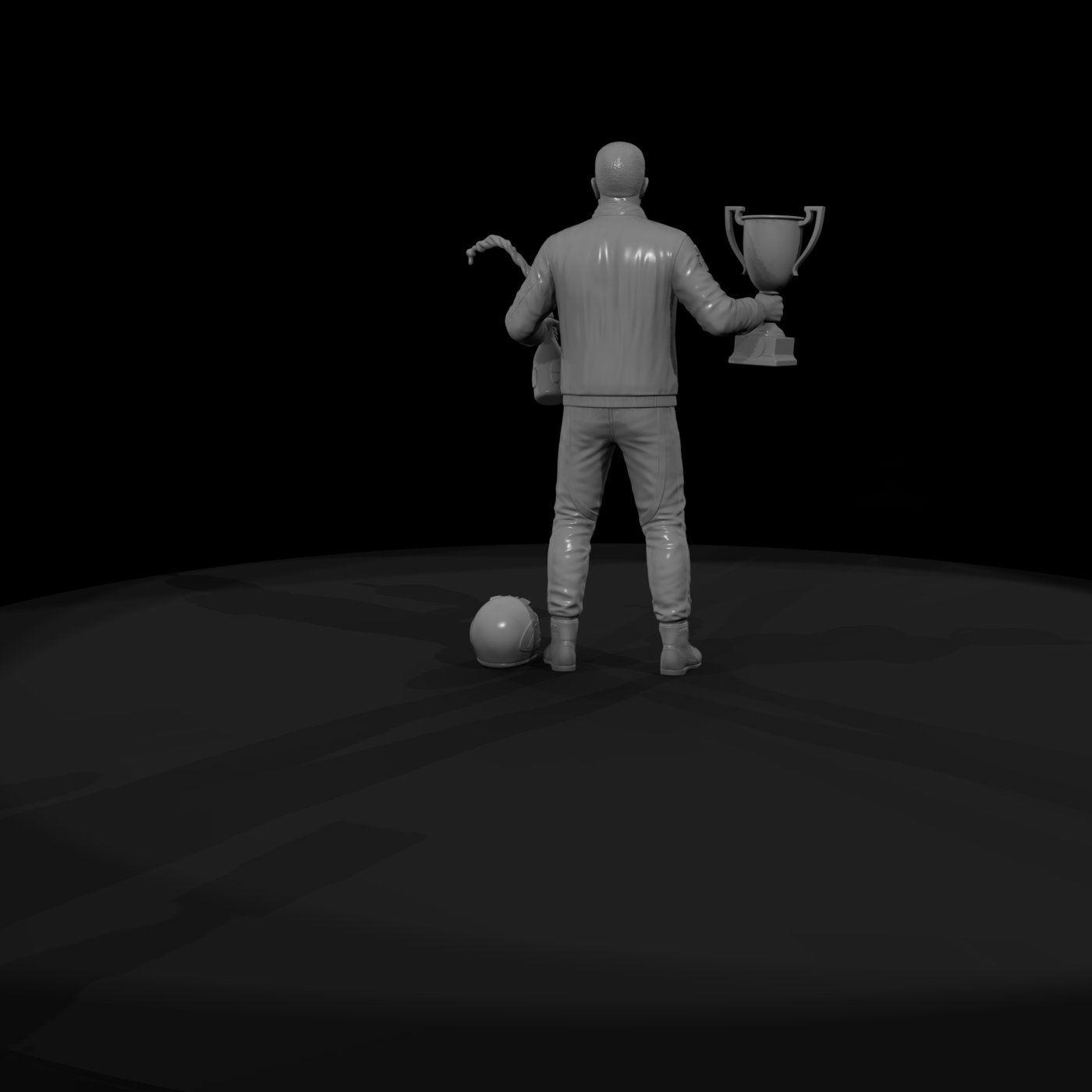 Race Winner Podium Figure — Modern Driver with Trophy