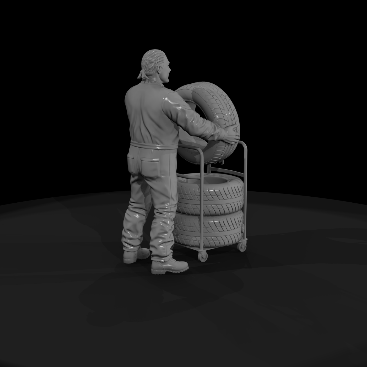 Racing Pit Tire Trolley