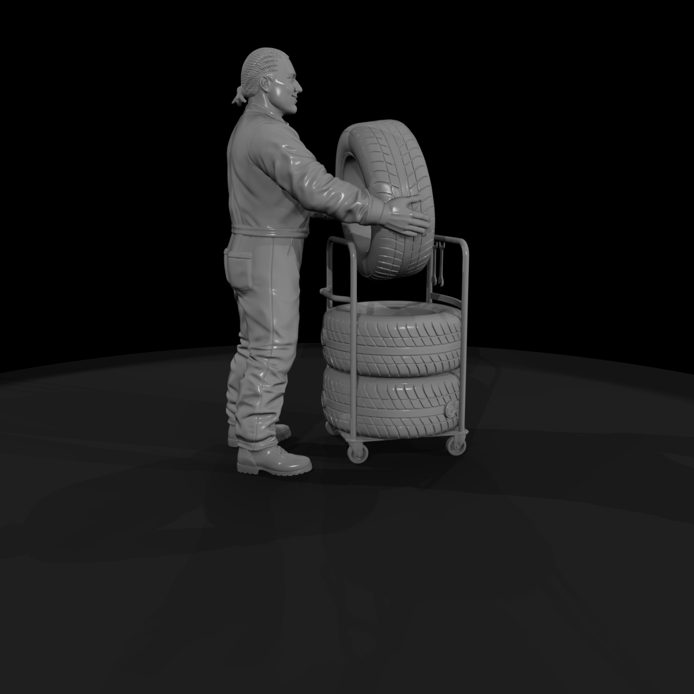 Racing Pit Tire Trolley
