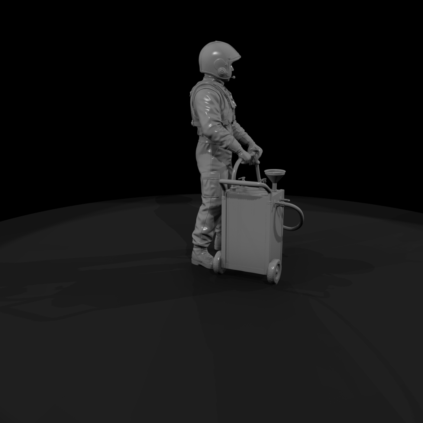 Pit-Crew Fluid Technician with Portable Cart