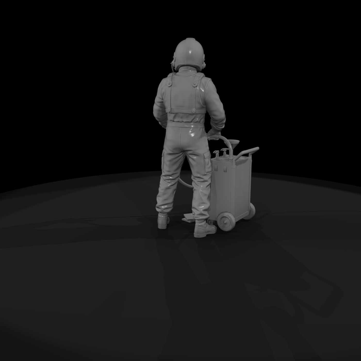 Pit-Crew Fluid Technician with Portable Cart