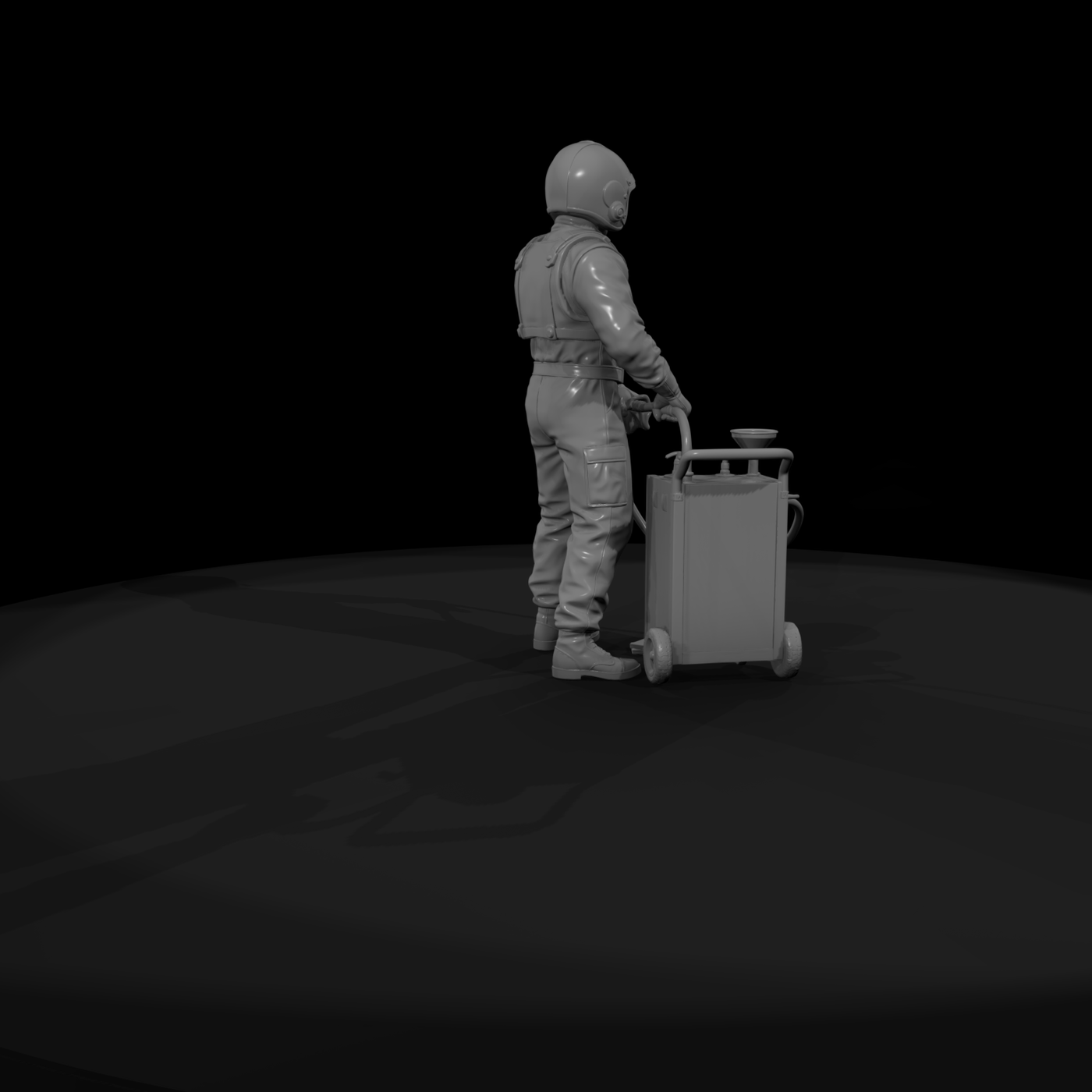 Pit-Crew Fluid Technician with Portable Cart