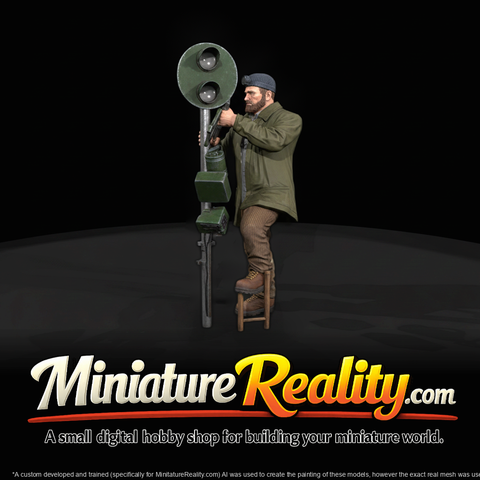 Railroad Yard Worker with Freight Signal — 3D Printable Miniature