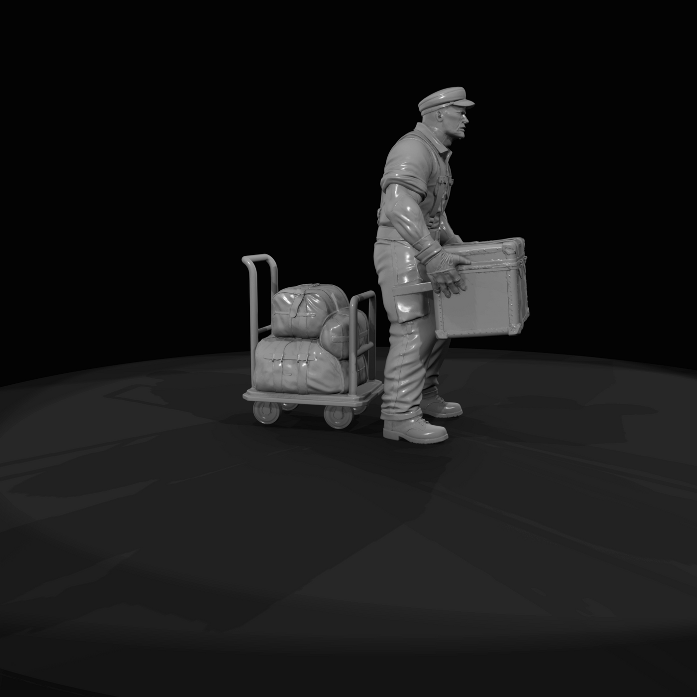 Railroad Personnel Baggage Handler (1950s)