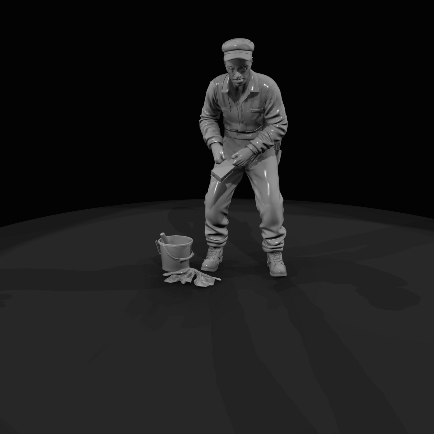 Railroad Personnel Locomotive Cleaner (1950s)