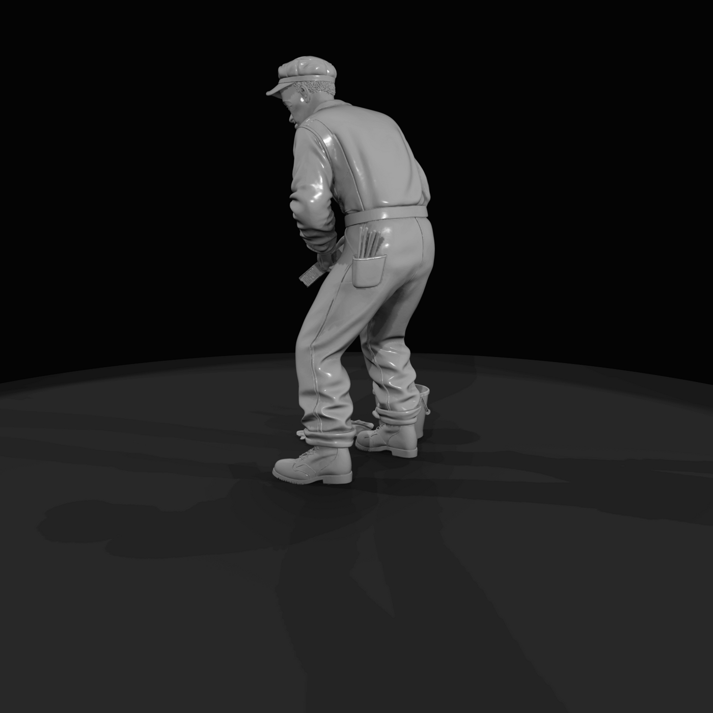 Railroad Personnel Locomotive Cleaner (1950s)