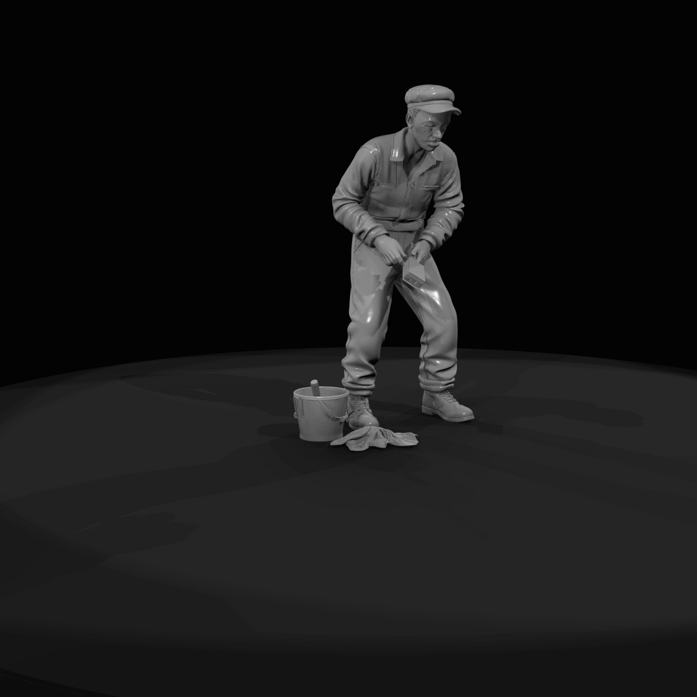 Railroad Personnel Locomotive Cleaner (1950s)
