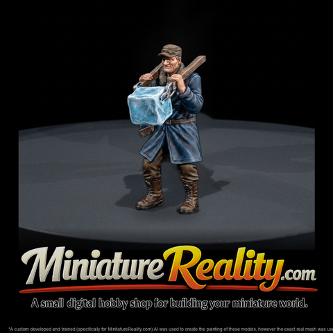 Realistic Ice Delivery Worker Figure (HO Scale /