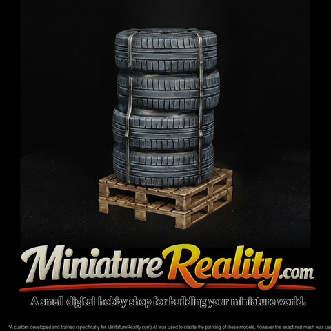 realistic stacked car tires on wooden pallet 3d model YC9wpVVv