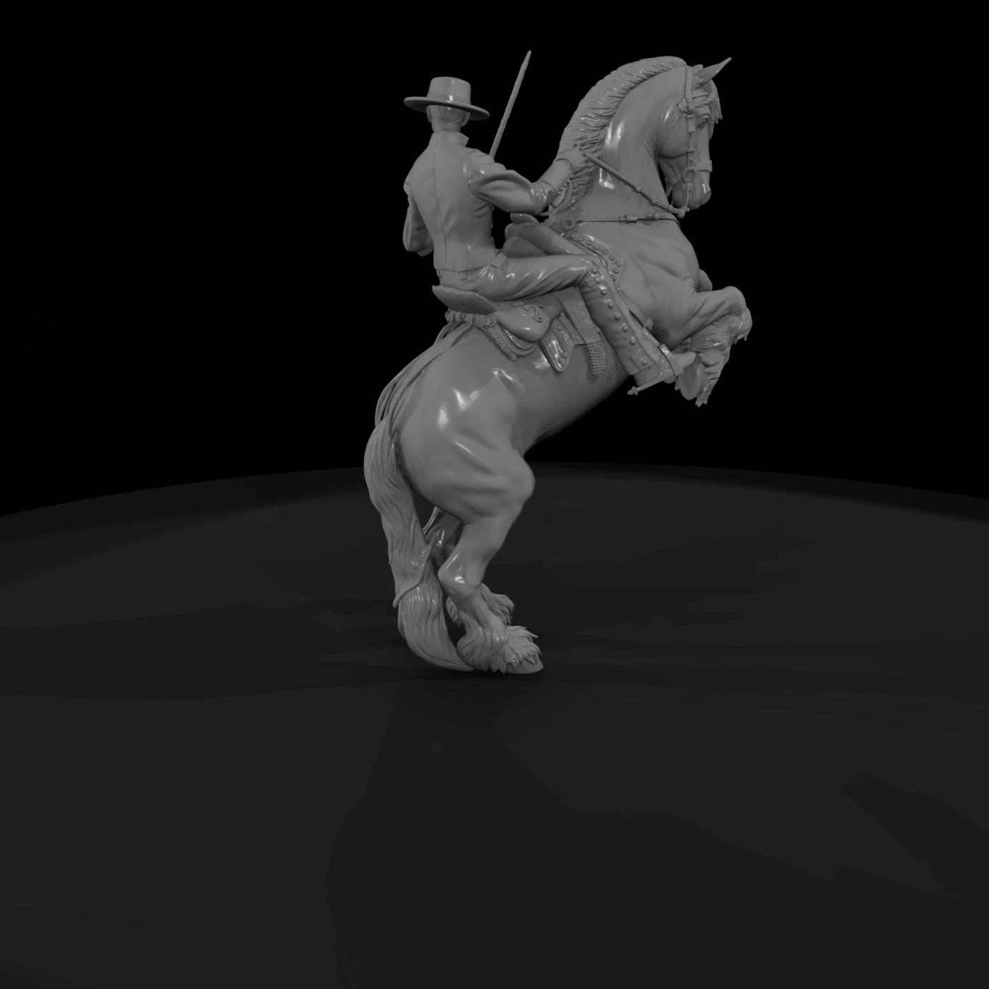 Rearing Horse with Mounted Cavalry Rider — Printable Wargaming Miniature