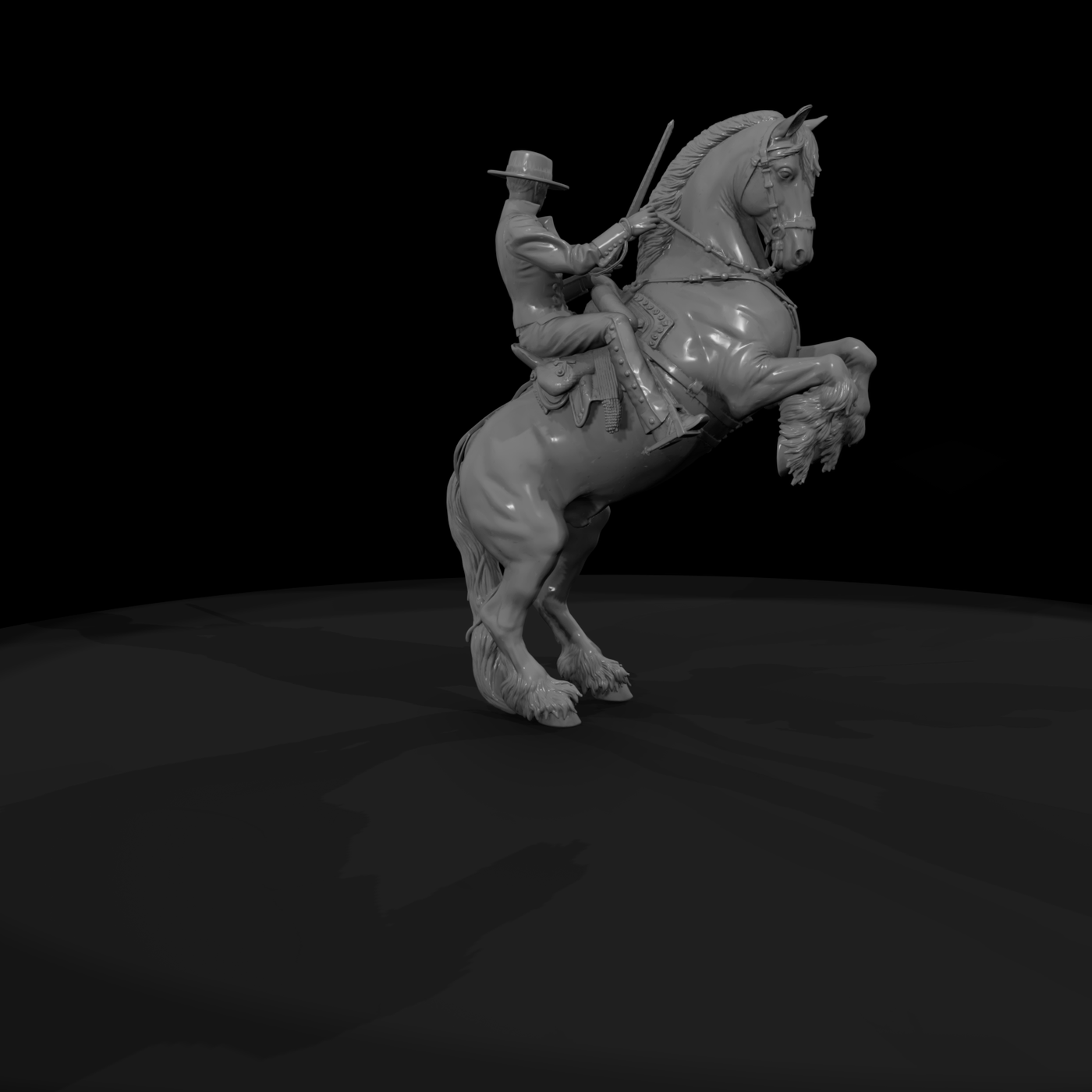 Rearing Horse with Mounted Cavalry Rider — Printable Wargaming Miniature
