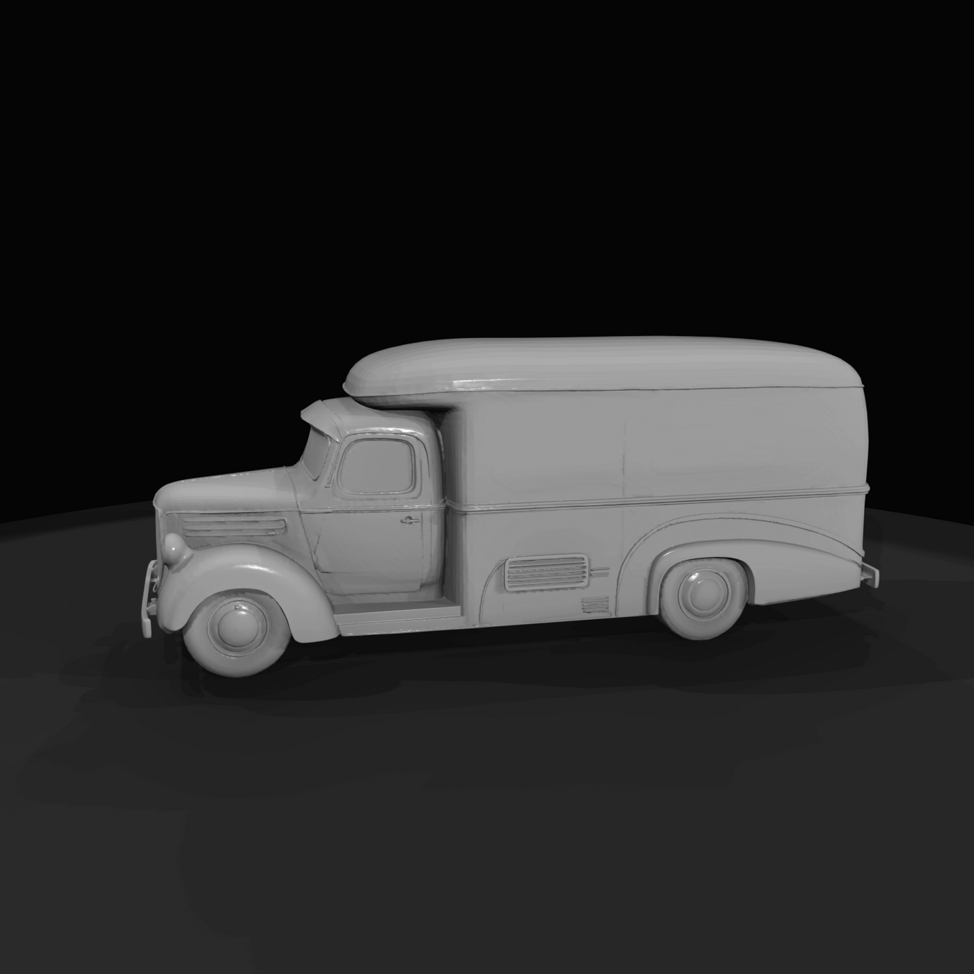 red vintage truck with logo