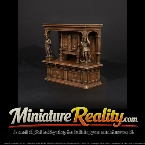 Renaissance Buffet Cabinet with Caryatids — Dollhouse Dioram