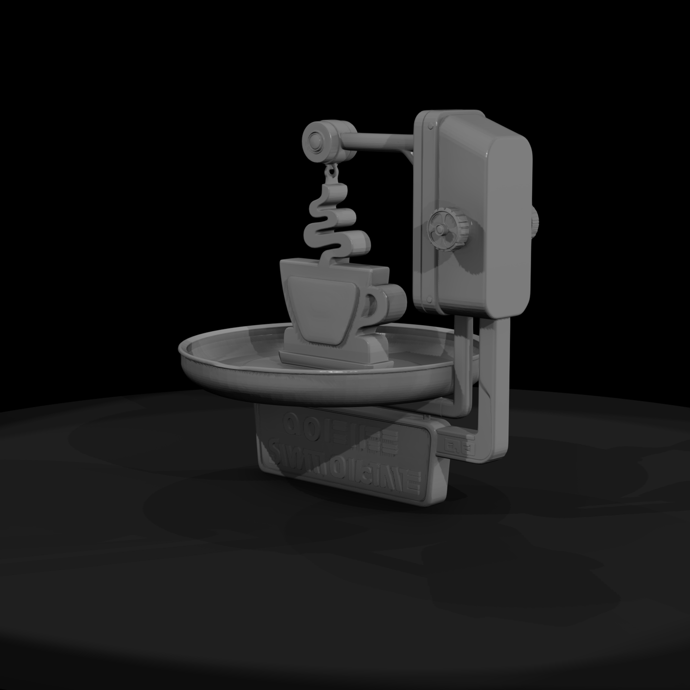 Retro Diner Swinging Coffee Shop Sign — 3D Printable Miniature