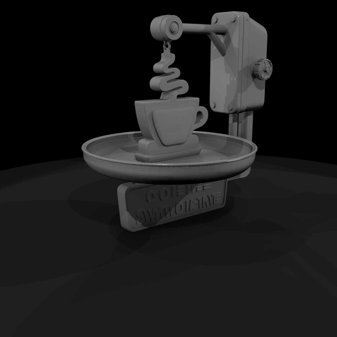 Retro Diner Swinging Coffee Shop Sign — 3D Printable Miniature