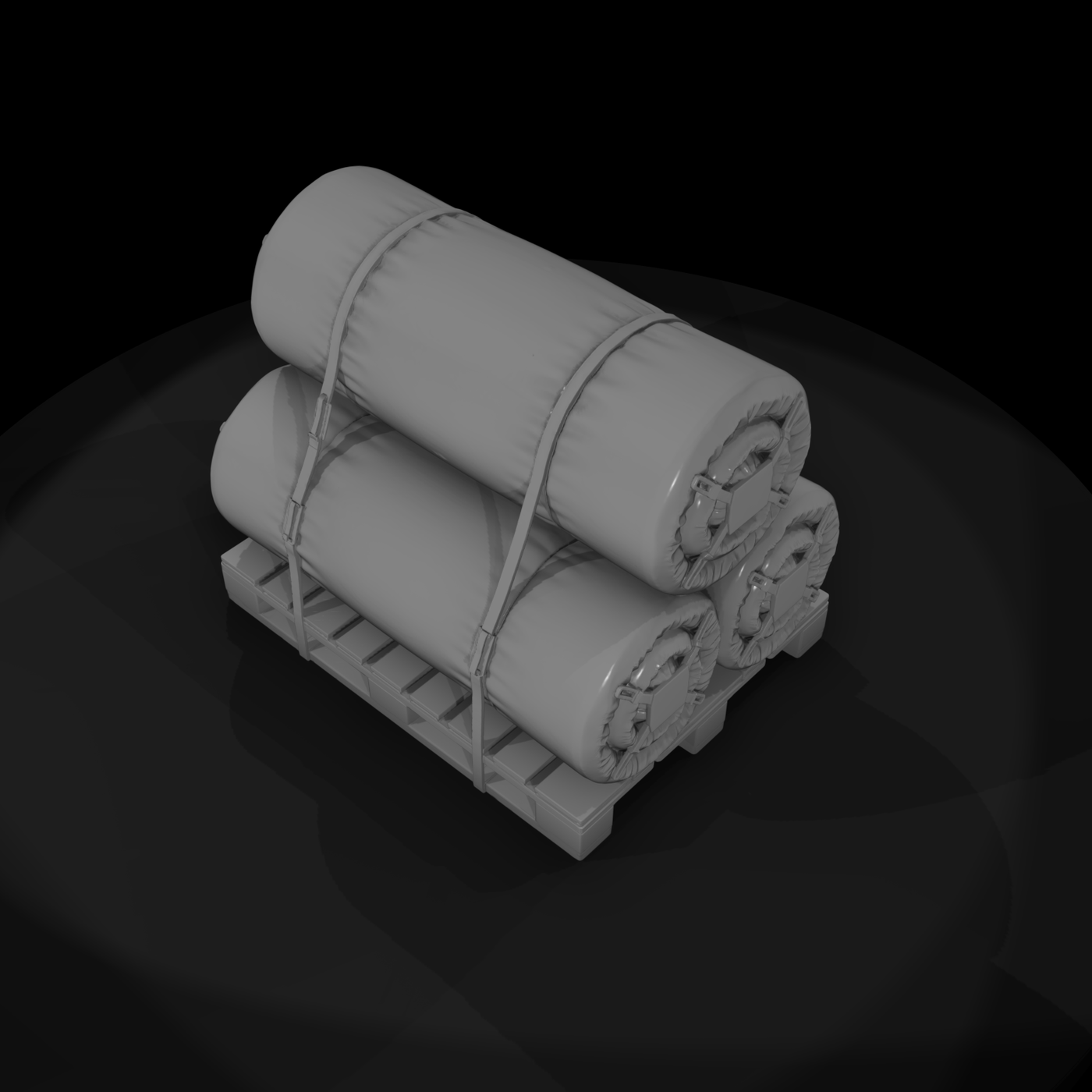 Rolled Cargo on Pallet with Ratchet Straps
