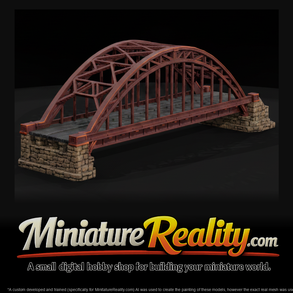 Bridge Steel Through Arch Bridge miniature, three-quarter view