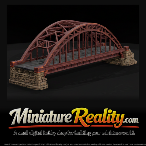 Bridge Steel Through Arch Bridge miniature, three-quarter view