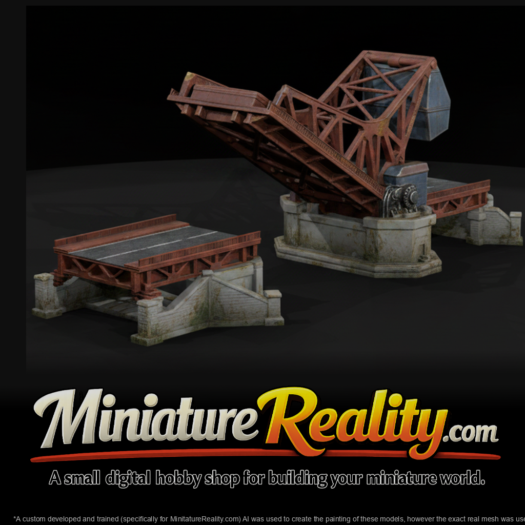 Bridge Bascule Drawbridge miniature, three-quarter view