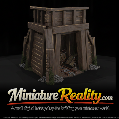 Timber Mine Adit Portal miniature, three-quarter view