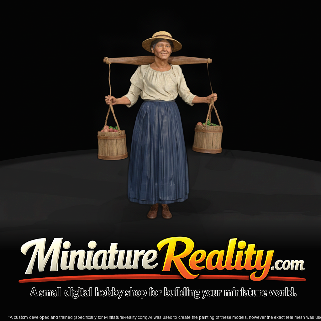 Rural Water Carrier (Female) — 3D-Printable Miniature