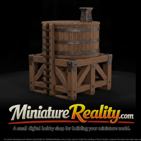 Rustic Unpainted Wooden Water Tower miniature, three-quarter view — thumbnail 1