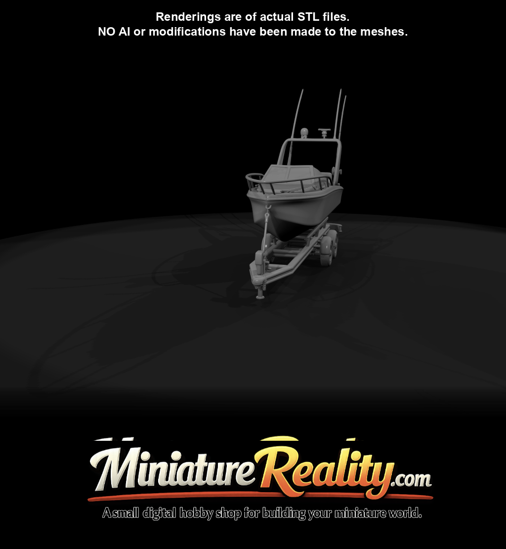 sMALL DEEP SEA PLEASURE BOAT ON TRAILER