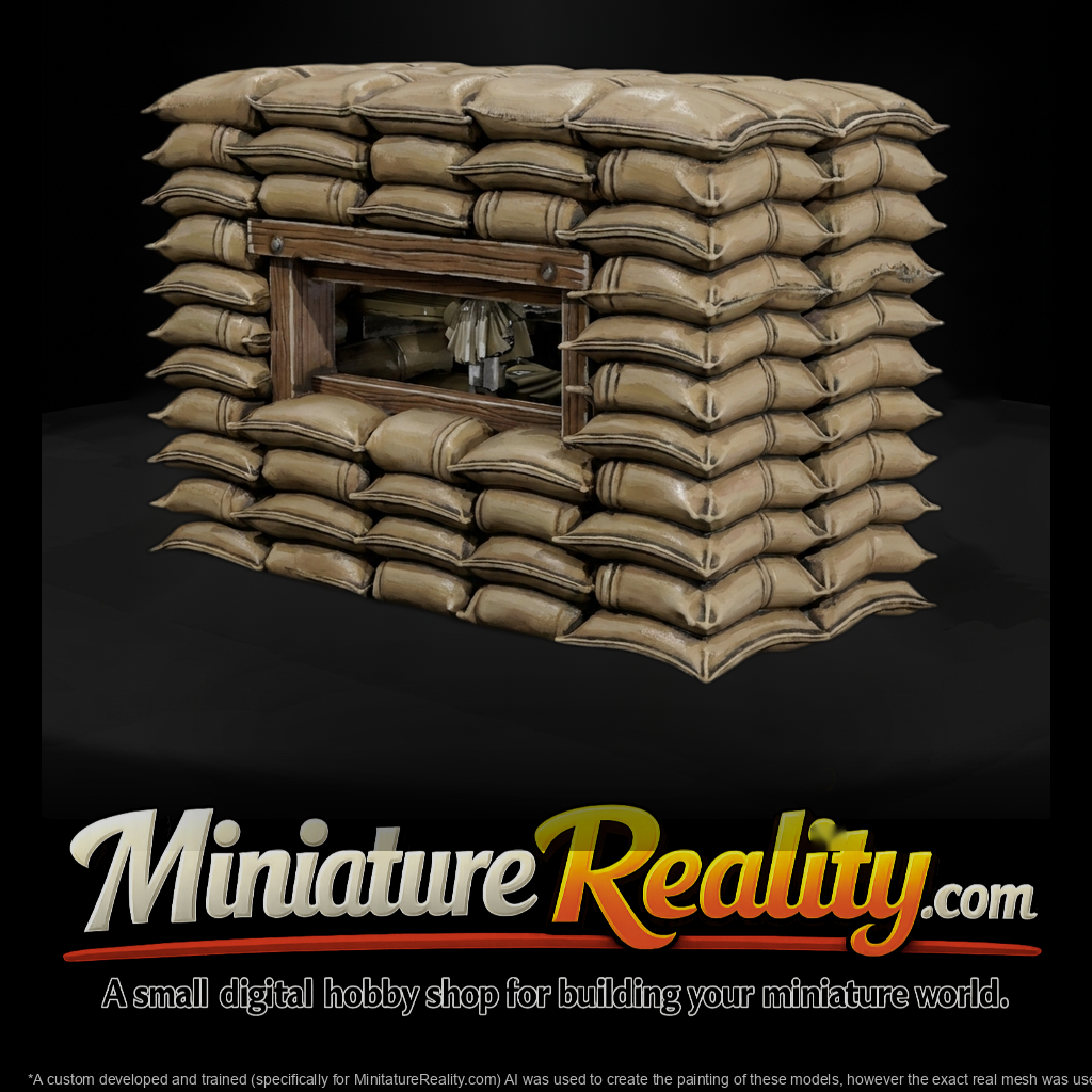 Sandbag Bunker Pillbox — 3D Printable Scenery