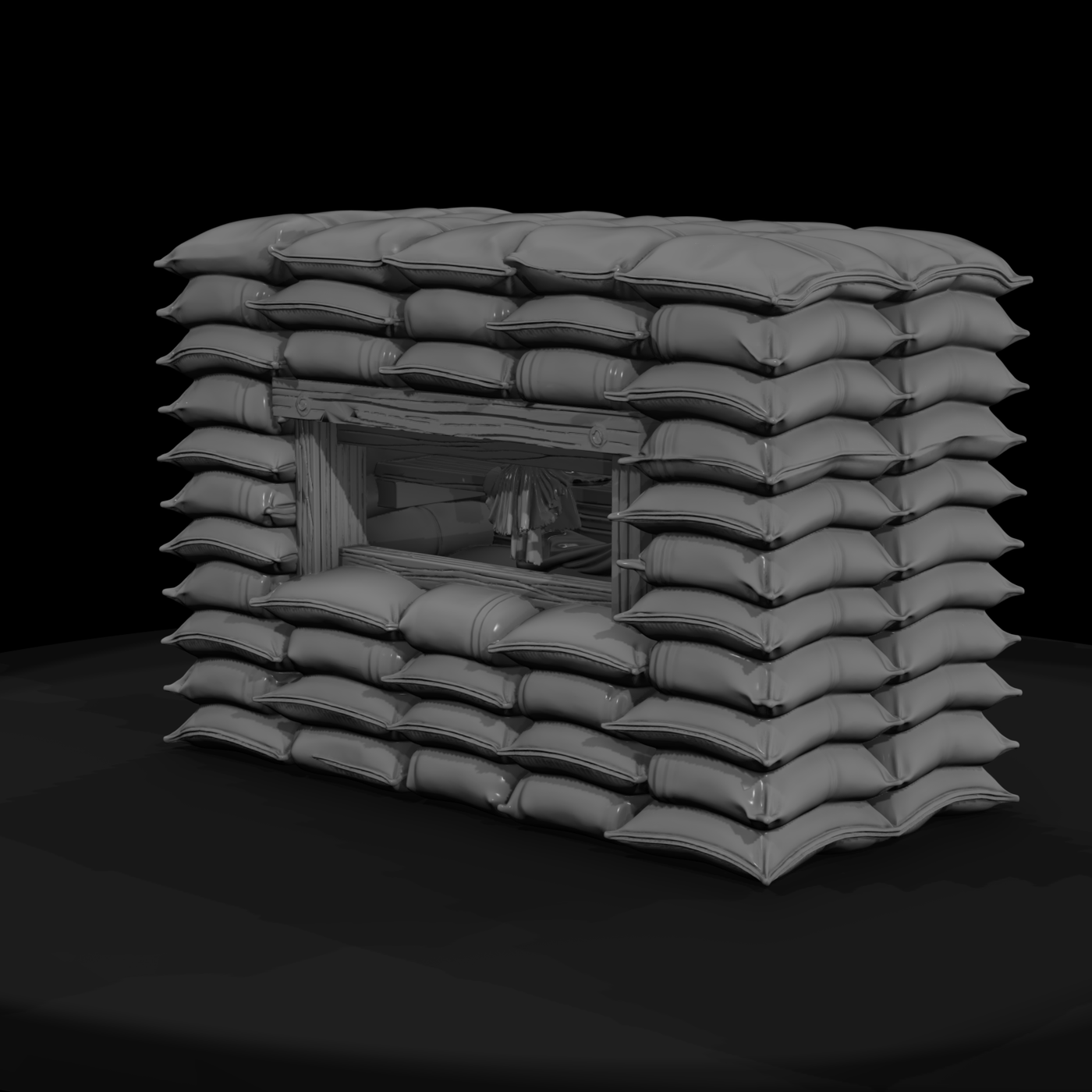 Sandbag Bunker Pillbox — 3D Printable Scenery
