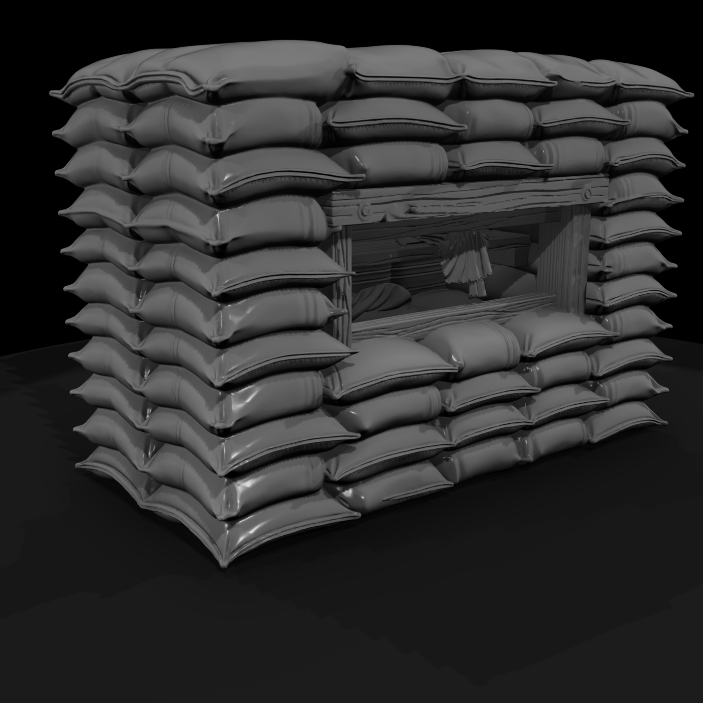 Sandbag Bunker Pillbox — 3D Printable Scenery