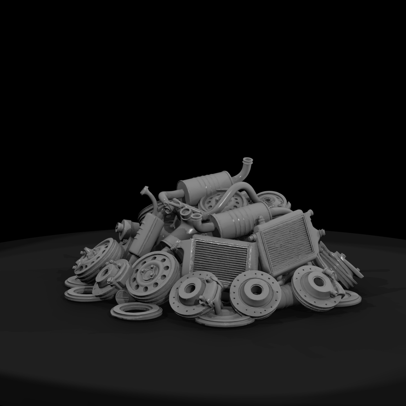 Scrap Car Parts Pile