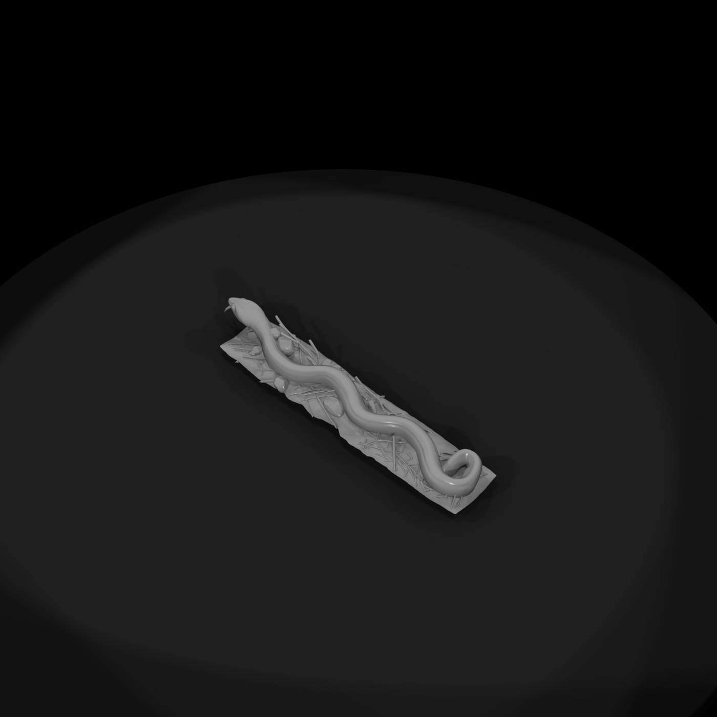 Sculpted Forest Snake on Woodland Base — Miniature