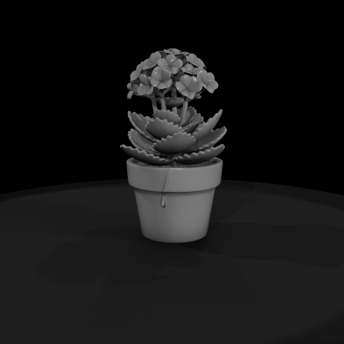 Sculpted Kalanchoe Potted Succulent Miniature (3D Printable)